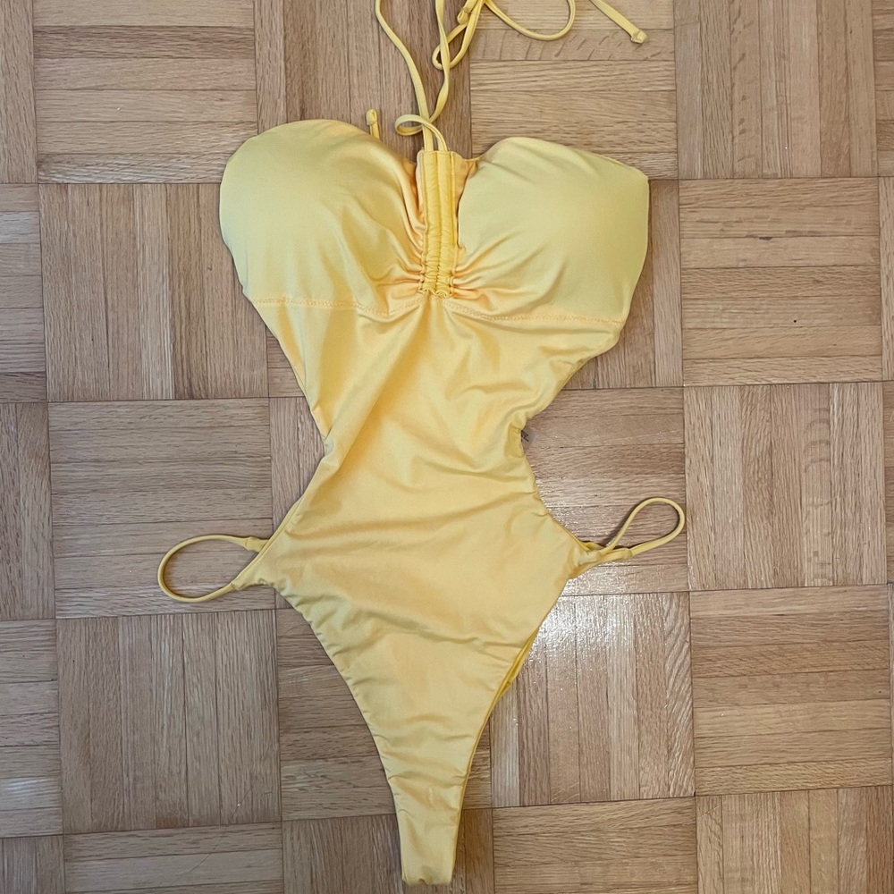 Dynamite Samana Cut Out Halter Swimsuit